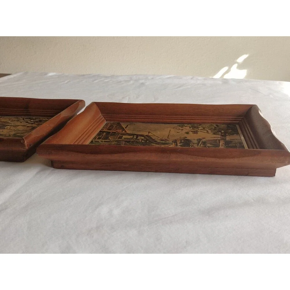 2x Vintage Wooden Wood 10